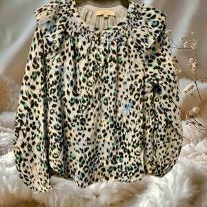 LOFT Pre-Loved Multi Colored Ruffled Blouse SIZE MED
